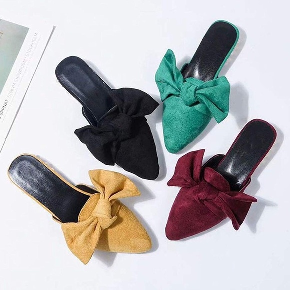 POINTY MULE MONEY GREEN BOW WOMANS FLAT SHOE *NWT* - Picture 5 of 5